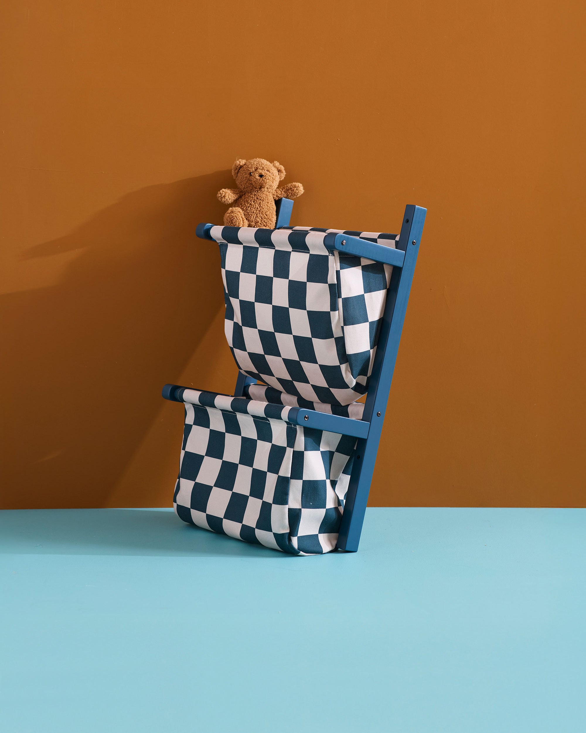 Wall storage textile check teal