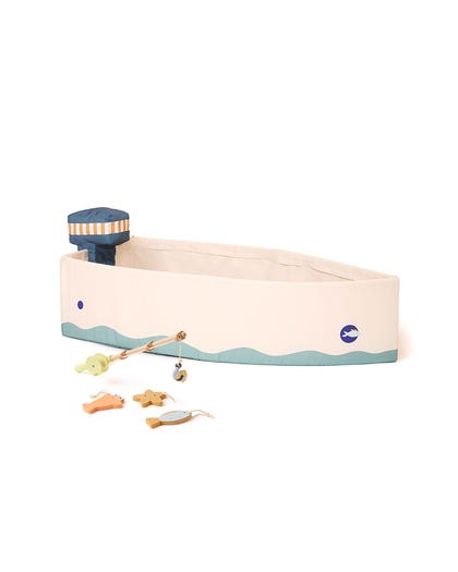 Boat with fishing set
