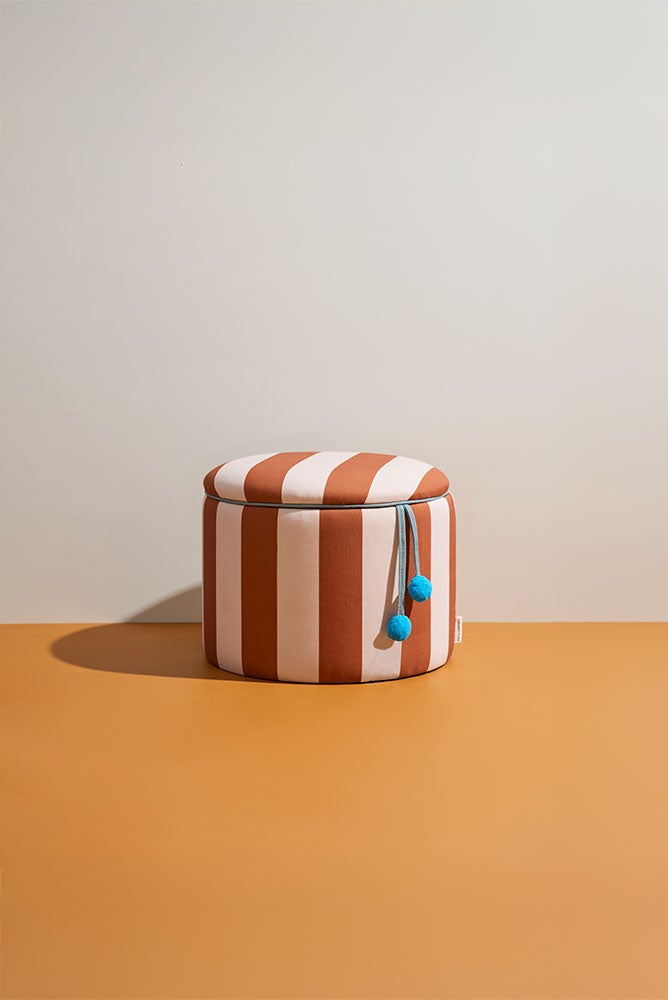 Pouffe cylinder with storage brown
