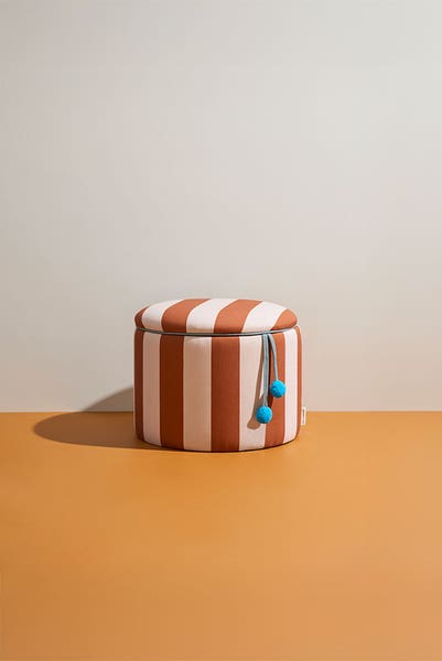 Pouffe cylinder with storage brown