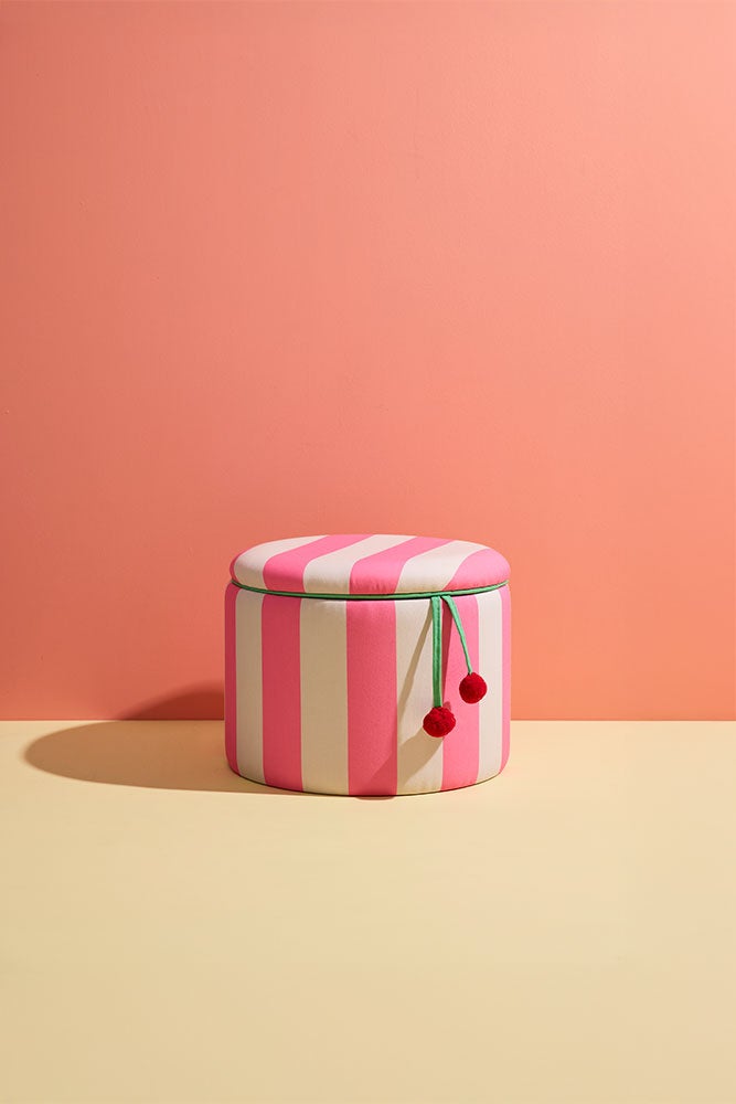 Pouffe cylinder with storage pink