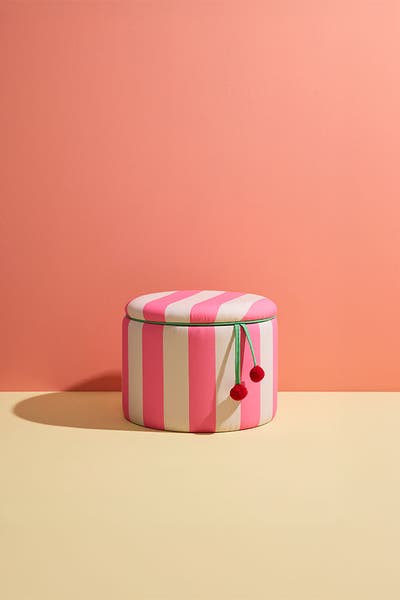 Pouffe cylinder with storage pink