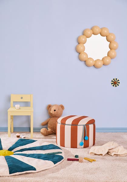Pouffe cylinder with storage brown