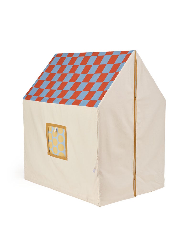 Play house tent dusty blue check