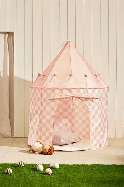 Play tent check apricot