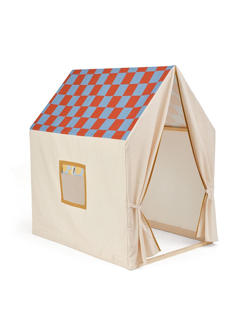 Play house tent dusty blue check