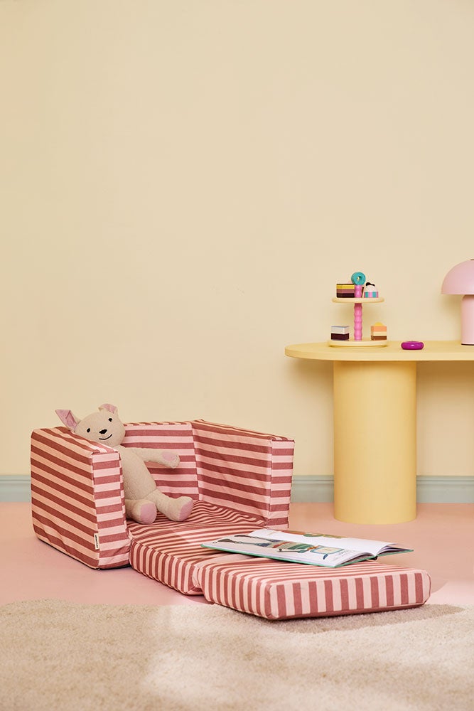 Armchair foldable stripe clay pink