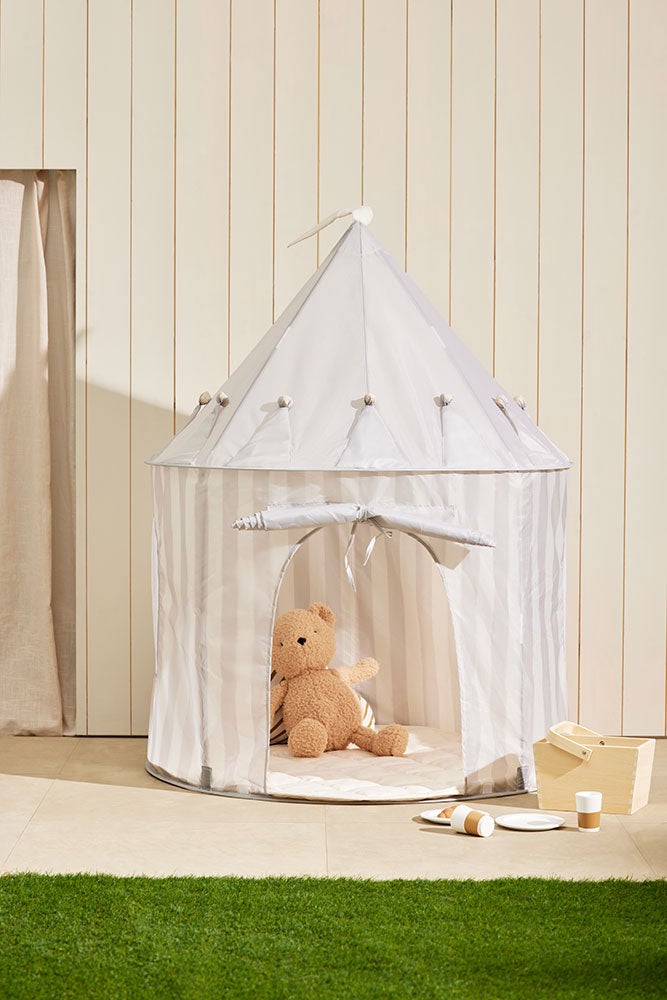 Play tent stripe grey